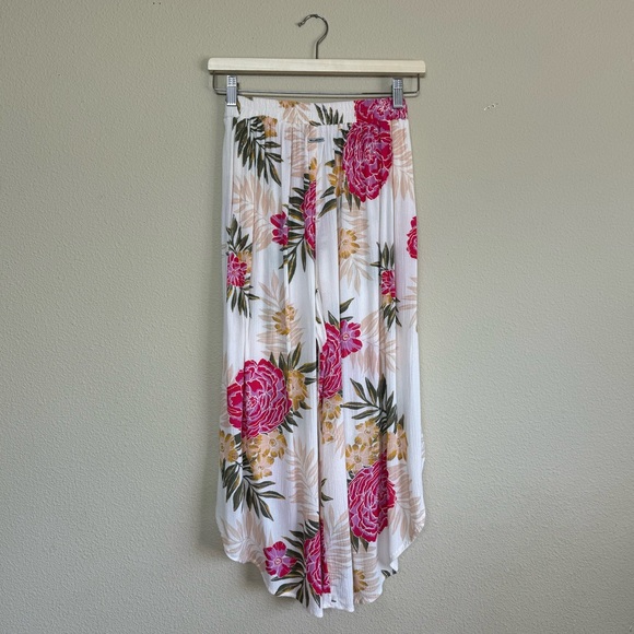 Billabong pants women small tropical print mock wrap pant high waist capri - Picture 2 of 8